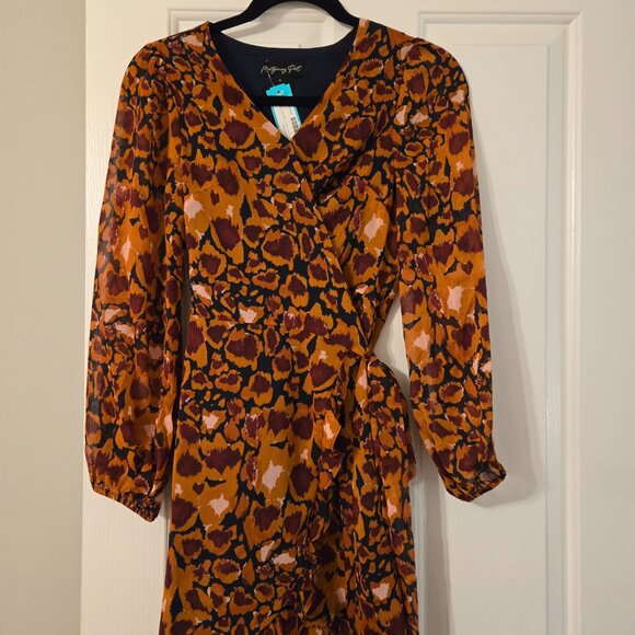NWT Womens Size Small Montgomery Post Patterned Wrap Dress - Picture 2 of 9